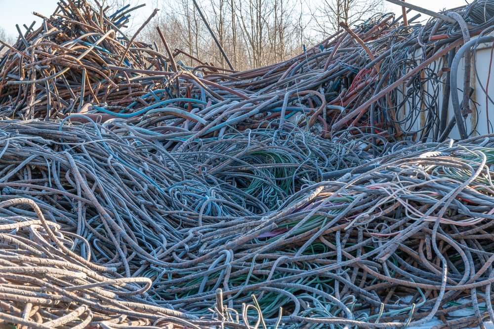 Waste,Of,Old,Copper,Cables,In,The,Shell.,Scrap,For