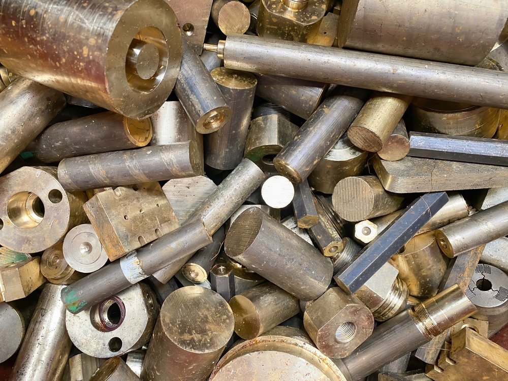 Metal,Products,In,The,Factory,Scrap,Brass,Rods,Rejects.,High