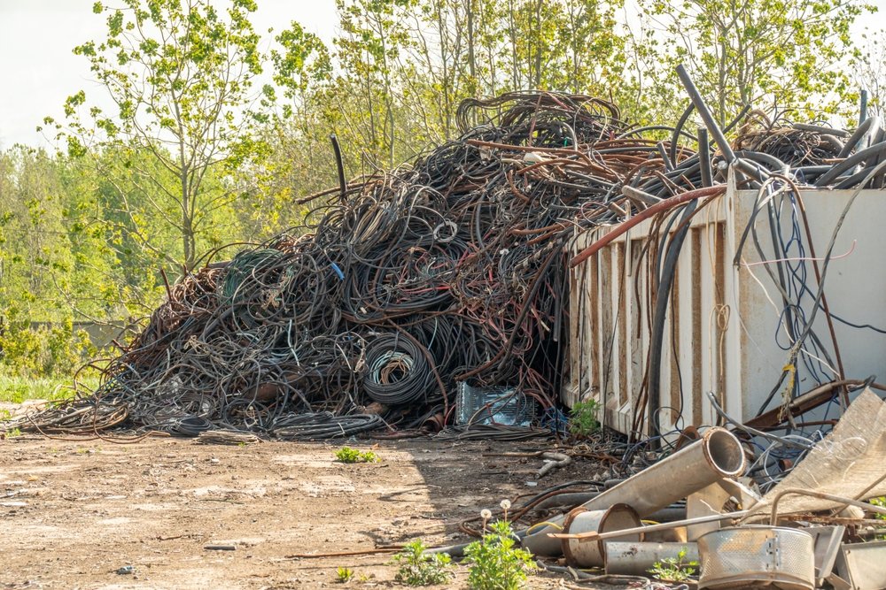 Copper,Cables,For,Reworking.,Processing,Industry,,A,Pile,Of,Old